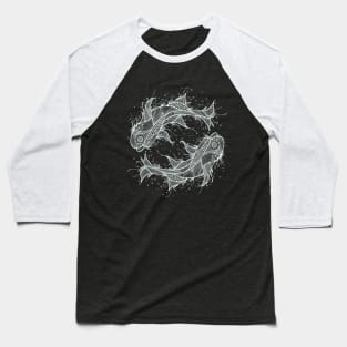 White Fish Circle Line Art Baseball T-Shirt